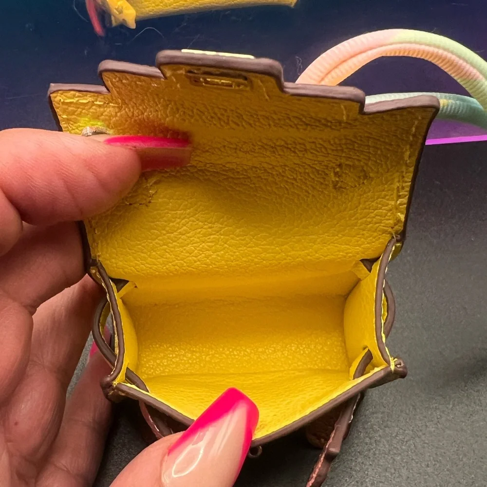 Yellow Mini Bag with Pink and Brown Accents - Picture 7 of 8